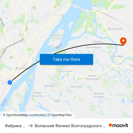 Фабрика Царица (А) to Волжский Филиал Волгоградского Государственного Университета map