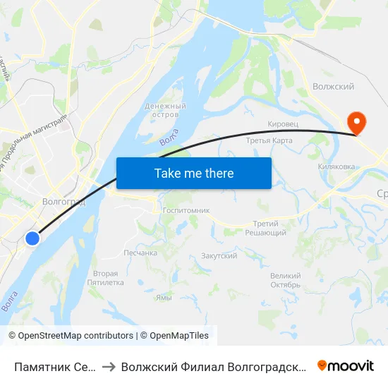 Памятник Североморцам (А) to Волжский Филиал Волгоградского Государственного Университета map