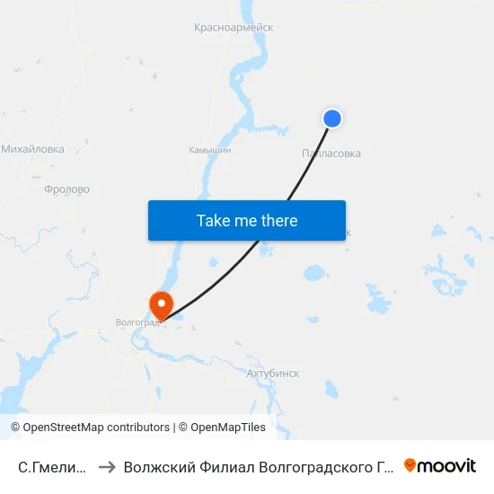 С.Гмелинка Тр. (Б) to Волжский Филиал Волгоградского Государственного Университета map