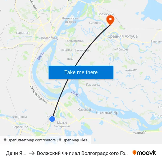 Дачи Якорь (А) to Волжский Филиал Волгоградского Государственного Университета map