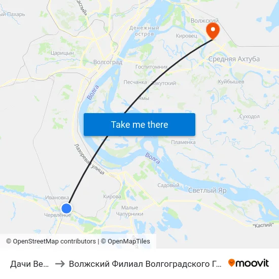 Дачи Весна Тр.(А) to Волжский Филиал Волгоградского Государственного Университета map