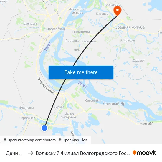 Дачи Химик-2 to Волжский Филиал Волгоградского Государственного Университета map