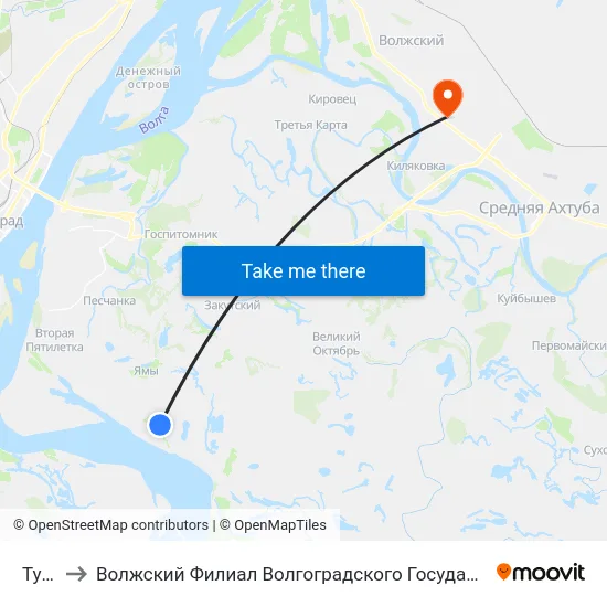 Тумак to Волжский Филиал Волгоградского Государственного Университета map