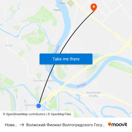 Новенький to Волжский Филиал Волгоградского Государственного Университета map