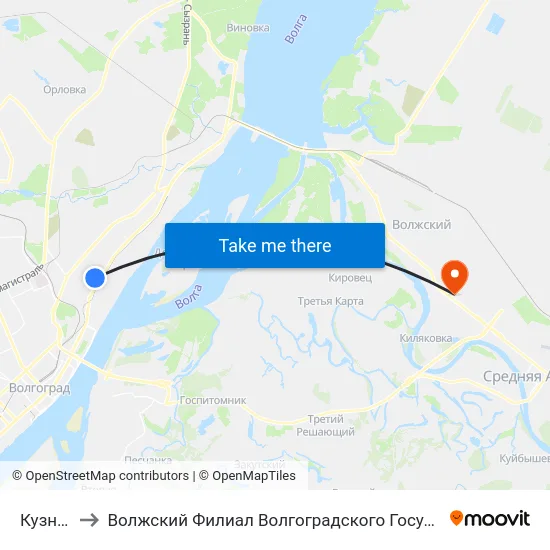 Кузнецова to Волжский Филиал Волгоградского Государственного Университета map