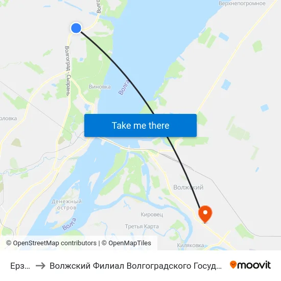Ерзовка to Волжский Филиал Волгоградского Государственного Университета map