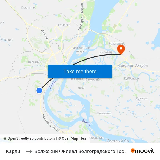 Кардиоцентр to Волжский Филиал Волгоградского Государственного Университета map