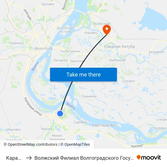 Караванная to Волжский Филиал Волгоградского Государственного Университета map