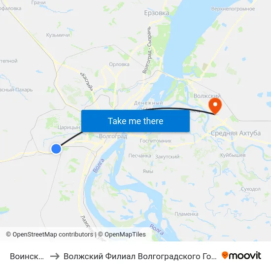 Воинская Часть to Волжский Филиал Волгоградского Государственного Университета map