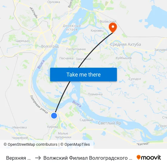Верхняя Судоверфь to Волжский Филиал Волгоградского Государственного Университета map