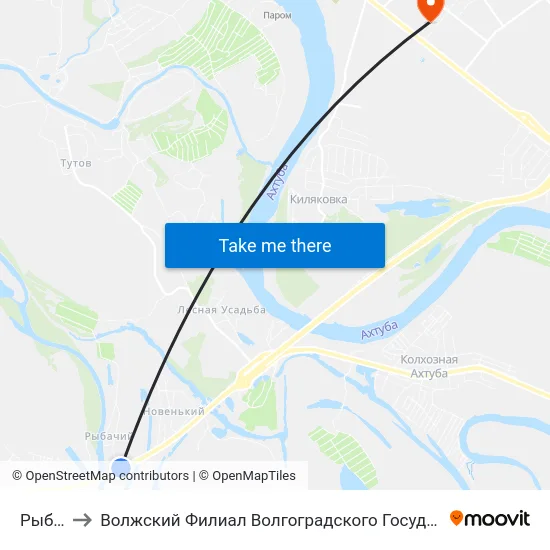 Рыбачий to Волжский Филиал Волгоградского Государственного Университета map