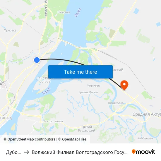 Дубовская to Волжский Филиал Волгоградского Государственного Университета map