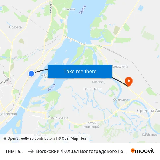 Гимназия №14 to Волжский Филиал Волгоградского Государственного Университета map
