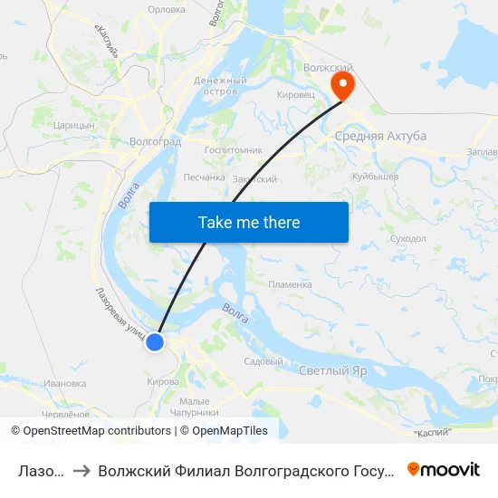Лазоревая to Волжский Филиал Волгоградского Государственного Университета map