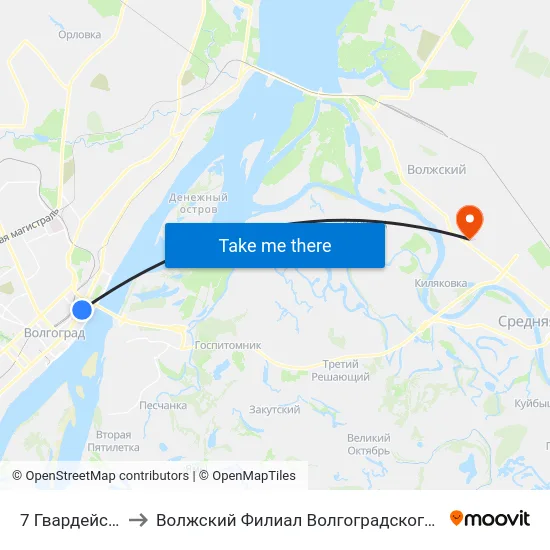 7 Гвардейской Дивизии to Волжский Филиал Волгоградского Государственного Университета map