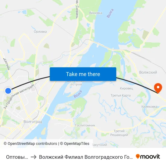 Оптовый Рынок to Волжский Филиал Волгоградского Государственного Университета map
