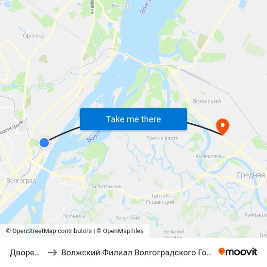 Дворец Спорта to Волжский Филиал Волгоградского Государственного Университета map