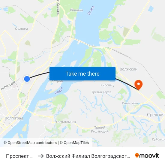Проспект Металлургов to Волжский Филиал Волгоградского Государственного Университета map