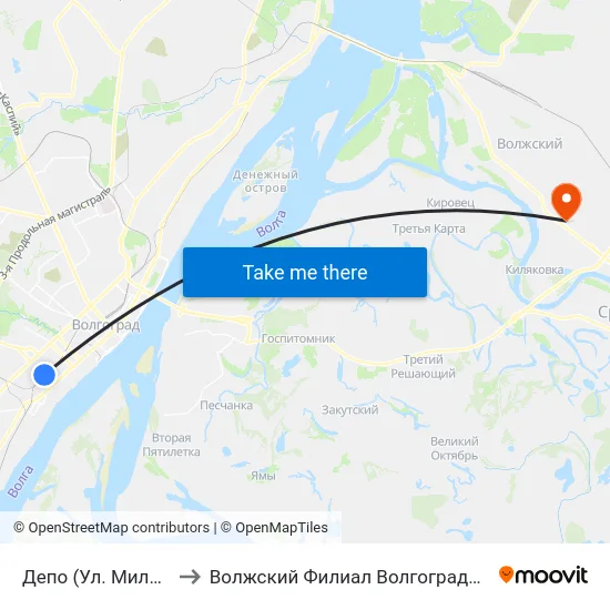 Депо (Ул. Милиционера Буханцева) to Волжский Филиал Волгоградского Государственного Университета map