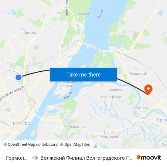 Гормолзавод №3 to Волжский Филиал Волгоградского Государственного Университета map