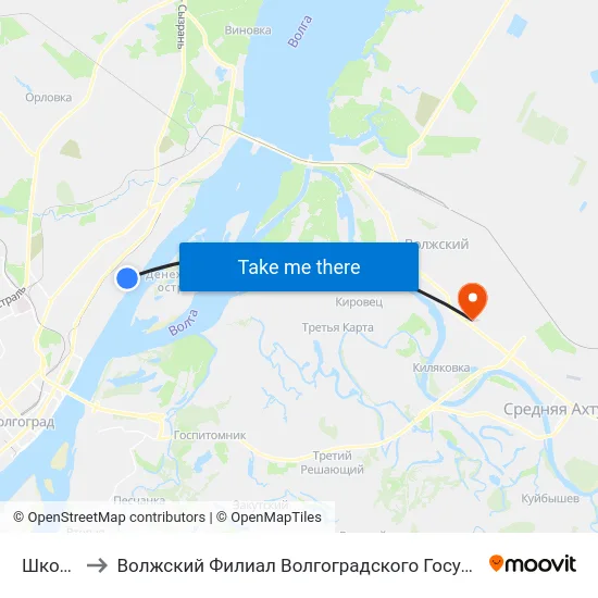 Школа №2 to Волжский Филиал Волгоградского Государственного Университета map