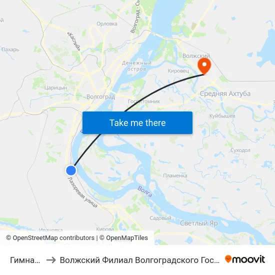 Гимназия №9 to Волжский Филиал Волгоградского Государственного Университета map