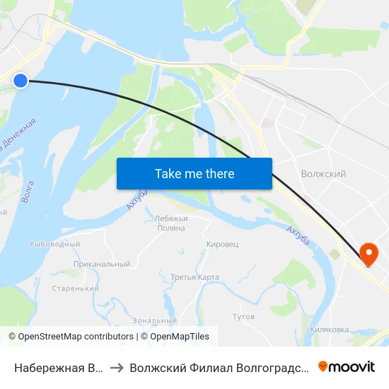Набережная Волжской Флотилии to Волжский Филиал Волгоградского Государственного Университета map