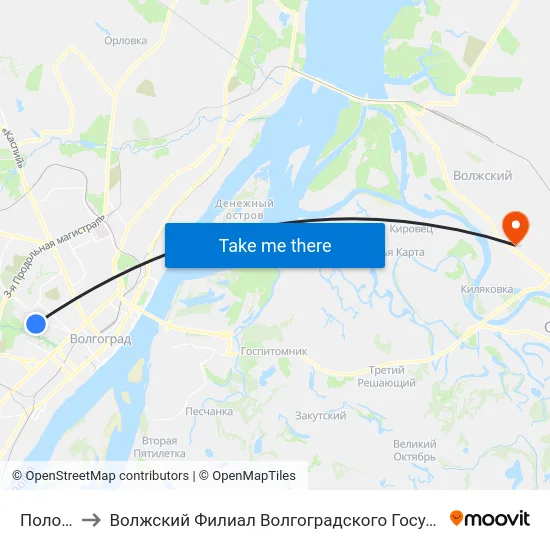 Полоненко to Волжский Филиал Волгоградского Государственного Университета map