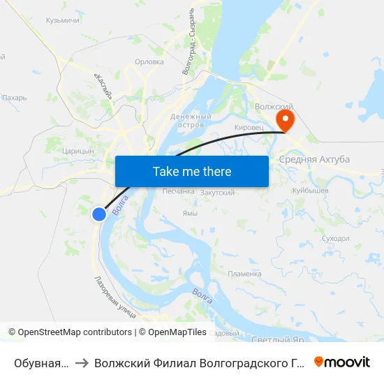 Обувная Фабрика to Волжский Филиал Волгоградского Государственного Университета map