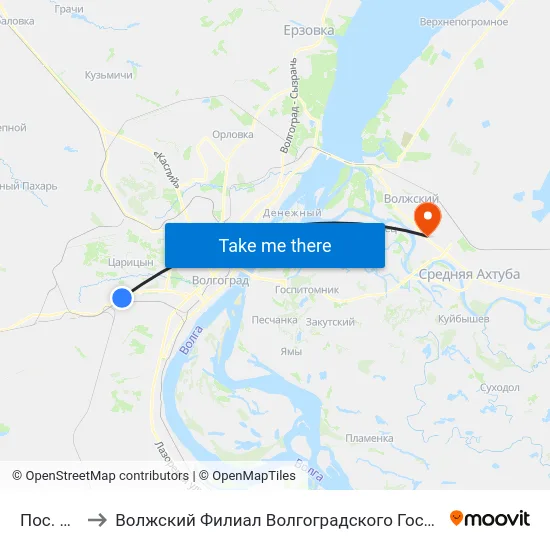 Пос. Ежовка to Волжский Филиал Волгоградского Государственного Университета map