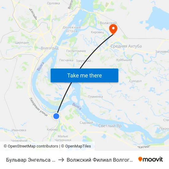 Бульвар Энгельса (Бульвар Фридриха Энгельса) to Волжский Филиал Волгоградского Государственного Университета map