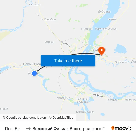 Пос. Береславка to Волжский Филиал Волгоградского Государственного Университета map