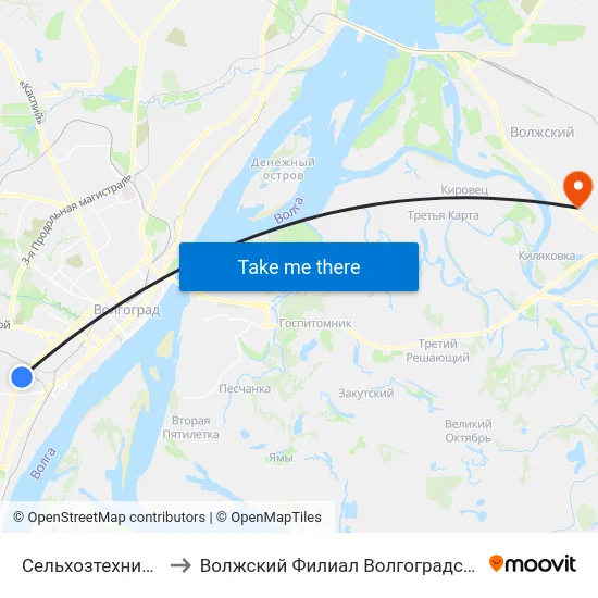 Сельхозтехника (По Требованию) to Волжский Филиал Волгоградского Государственного Университета map