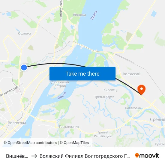 Вишнёвая Балка to Волжский Филиал Волгоградского Государственного Университета map
