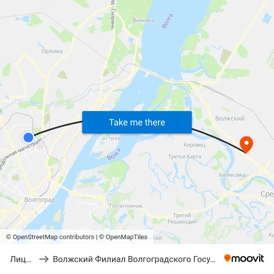Лицей №7 to Волжский Филиал Волгоградского Государственного Университета map
