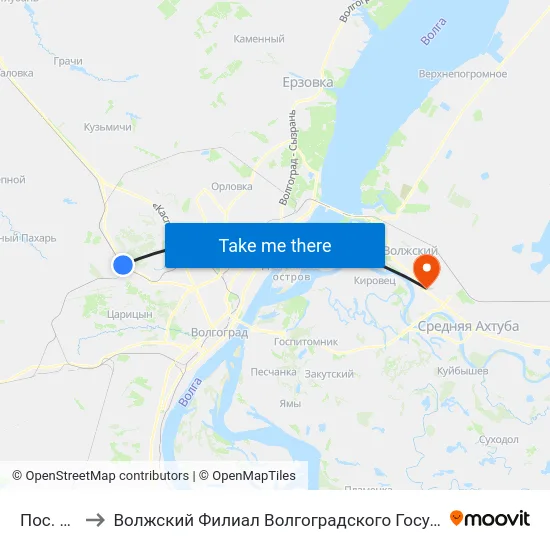 Пос. Гумрак to Волжский Филиал Волгоградского Государственного Университета map