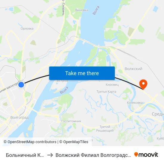 Больничный Комплекс (Конечная) to Волжский Филиал Волгоградского Государственного Университета map
