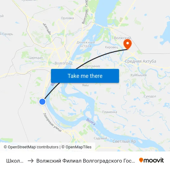 Школа №107 to Волжский Филиал Волгоградского Государственного Университета map