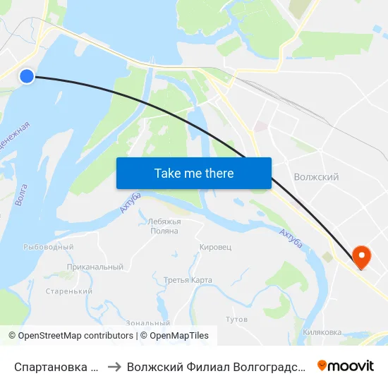 Спартановка (Улица Кастерина) to Волжский Филиал Волгоградского Государственного Университета map