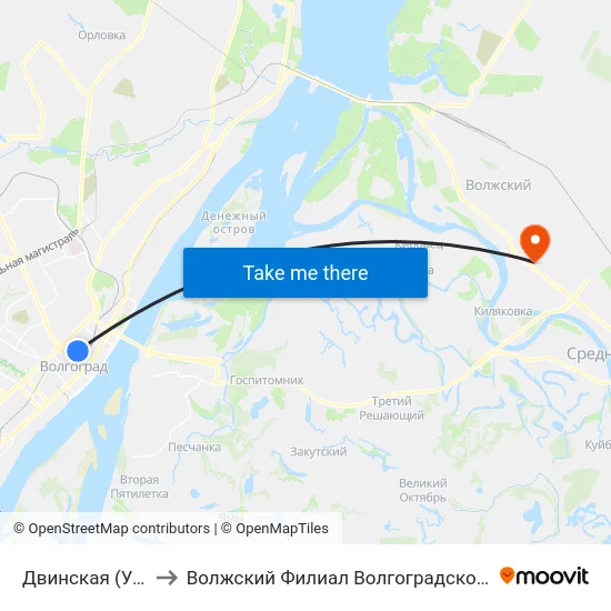 Двинская (Ул. Пархоменко) to Волжский Филиал Волгоградского Государственного Университета map
