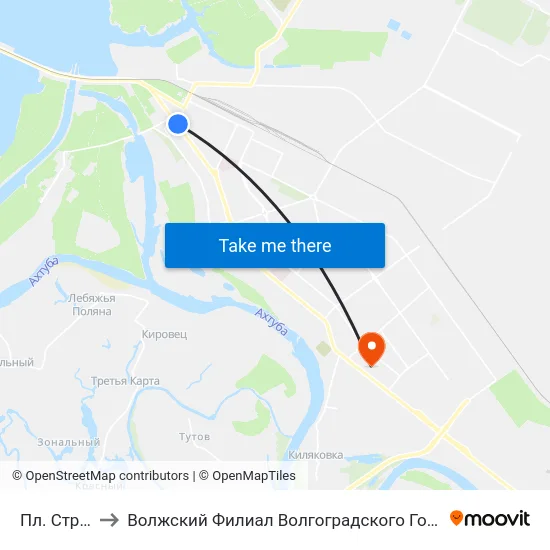 Пл. Строителей to Волжский Филиал Волгоградского Государственного Университета map