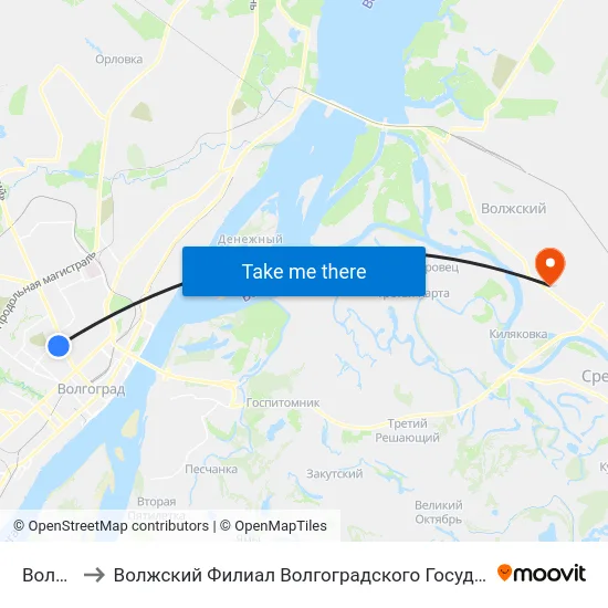 Вольская to Волжский Филиал Волгоградского Государственного Университета map