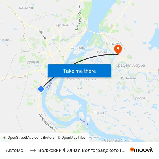 Автомобилистов to Волжский Филиал Волгоградского Государственного Университета map