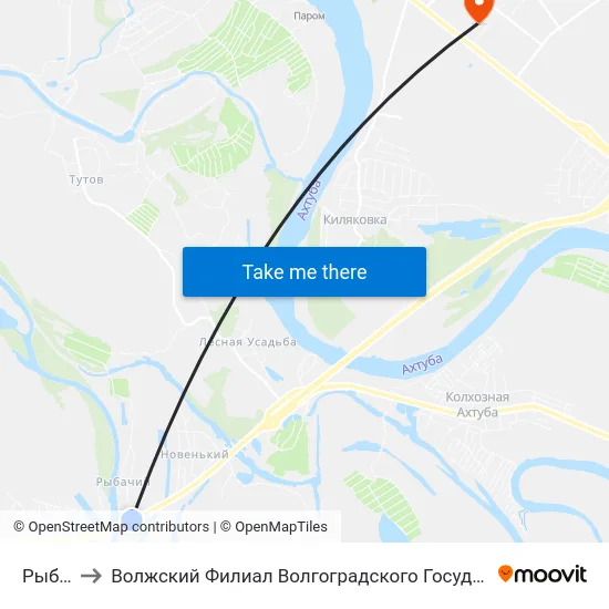 Рыбачий to Волжский Филиал Волгоградского Государственного Университета map