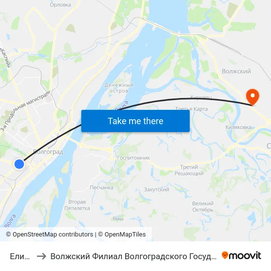 Елисеева to Волжский Филиал Волгоградского Государственного Университета map