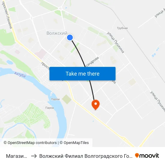 Магазин Стимул to Волжский Филиал Волгоградского Государственного Университета map