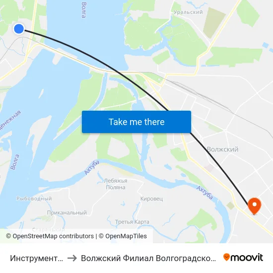 Инструментальный Завод to Волжский Филиал Волгоградского Государственного Университета map