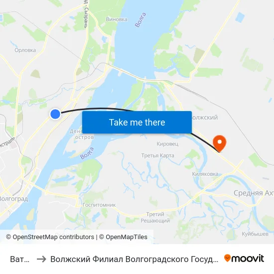 Ватутина to Волжский Филиал Волгоградского Государственного Университета map