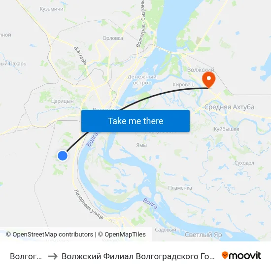 Волгоградская to Волжский Филиал Волгоградского Государственного Университета map