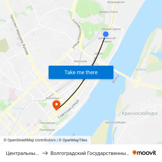 Центральный Стадион (Б) to Волгоградский Государственный Медицинский Университет map